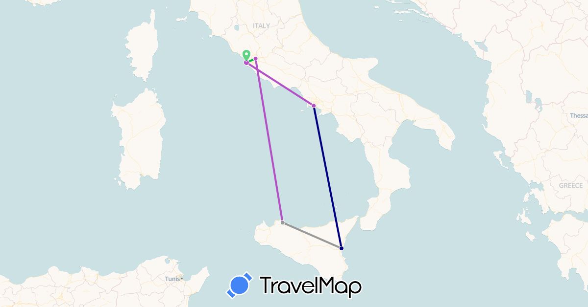 TravelMap itinerary: driving, bus, plane, train in Italy (Europe)
